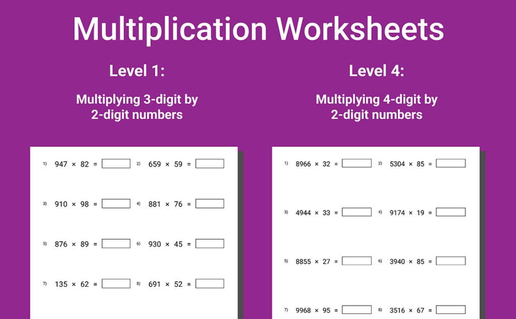 next grade math workbook grade 4-5 multiplication worksheets
