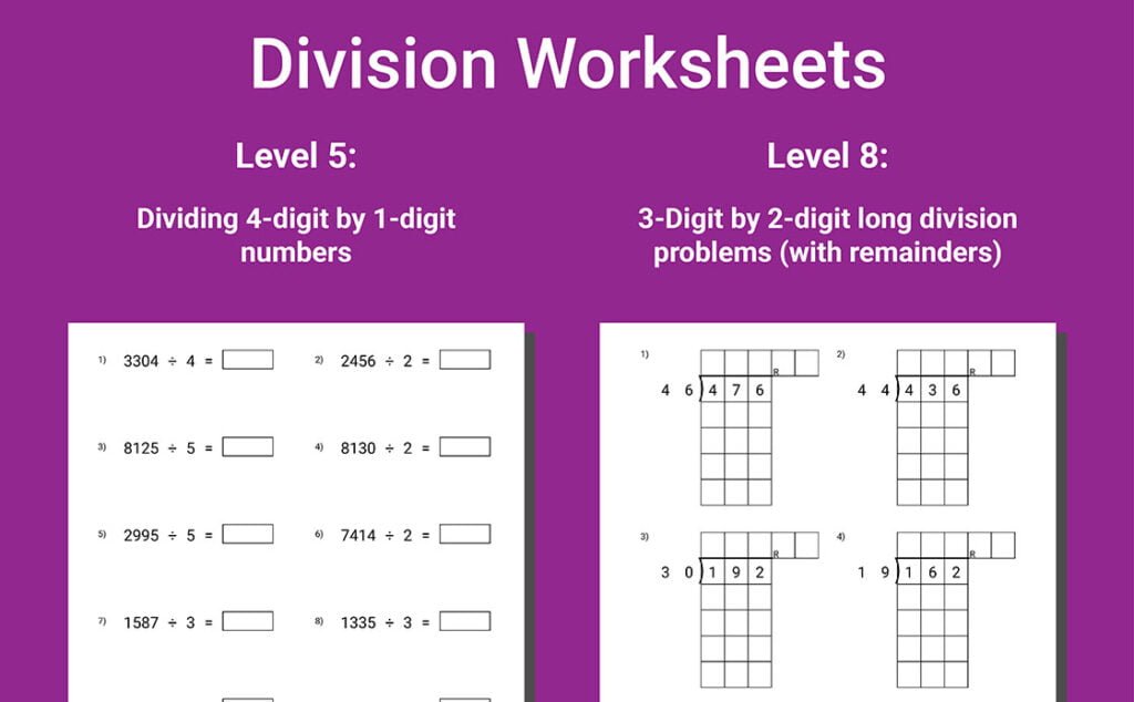 next grade math workbook grade 4-5 division worksheets
