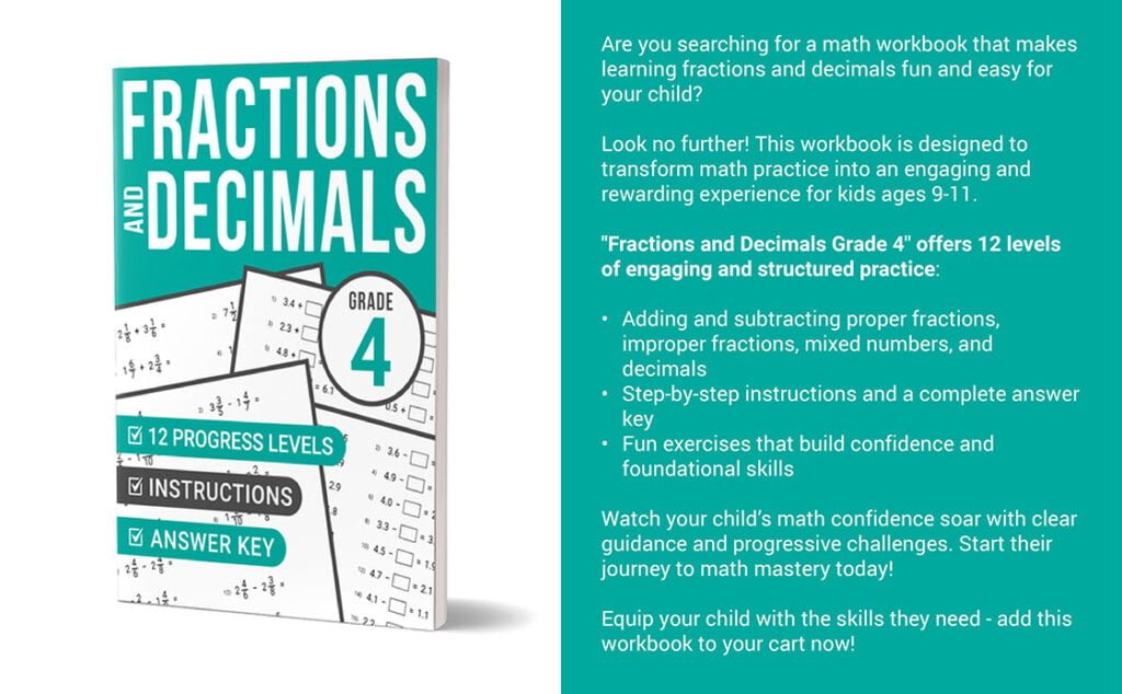 fractions and decimals workbook grade 4