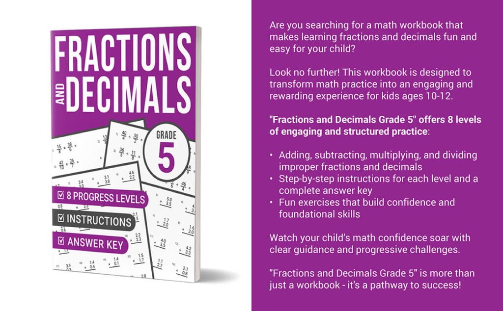 fractions and decimals workbook grade 5