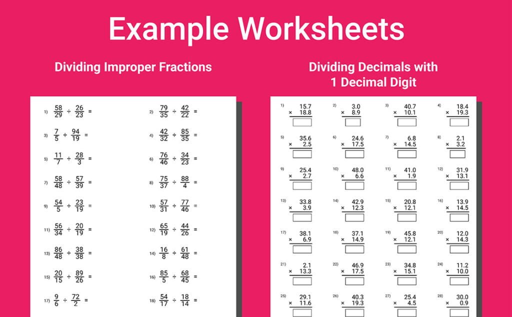 fractions and decimals workbook grade 6