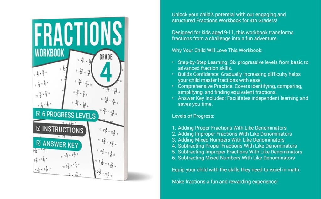 fractions workbook grade 4