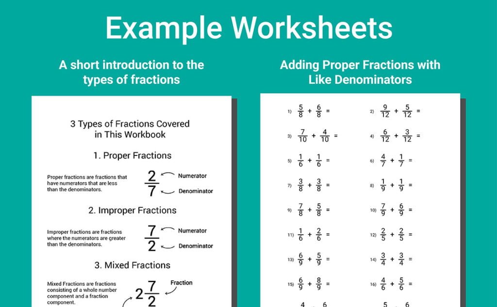 fractions workbook grade 4