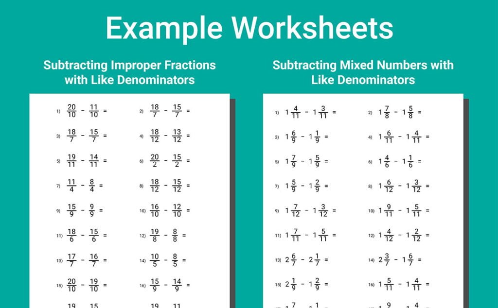 fractions workbook grade 4