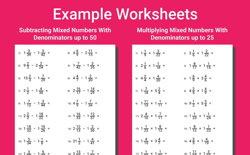 fractions workbook grade 6