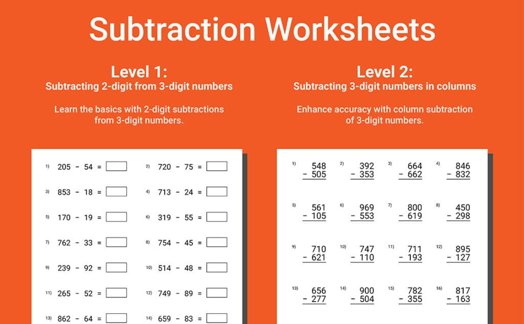 next grade math workbook grade 2-3 subtraction