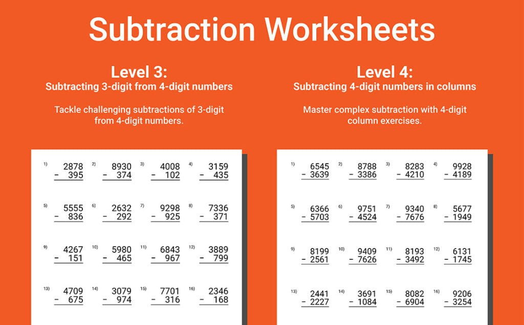 next grade math workbook grade 2-3 subtraction