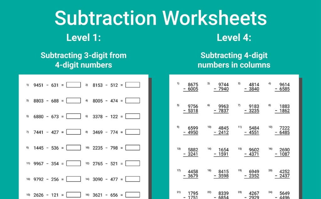 next grade math workbook grade 3-4 subtraction