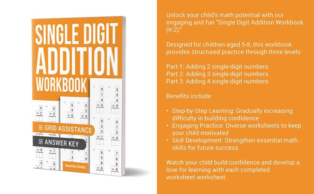 single digit addition workbook