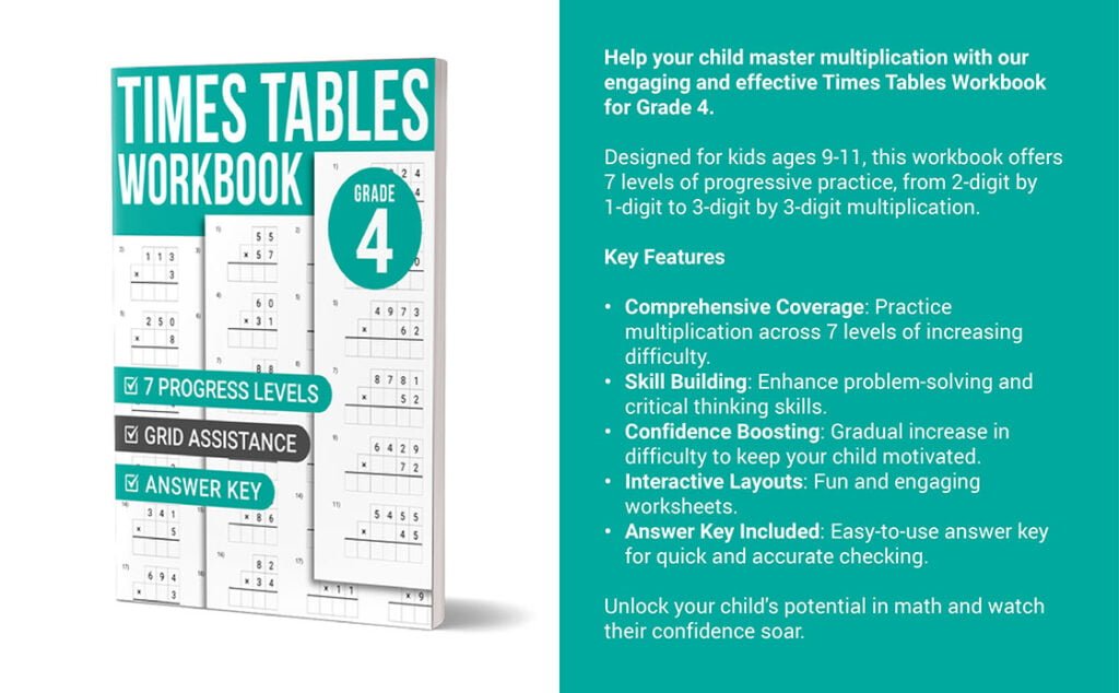 times tables workbook grade 4