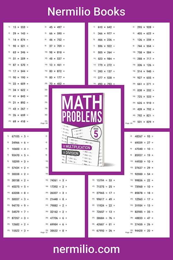 math problems workbook grade 5 multiplication division