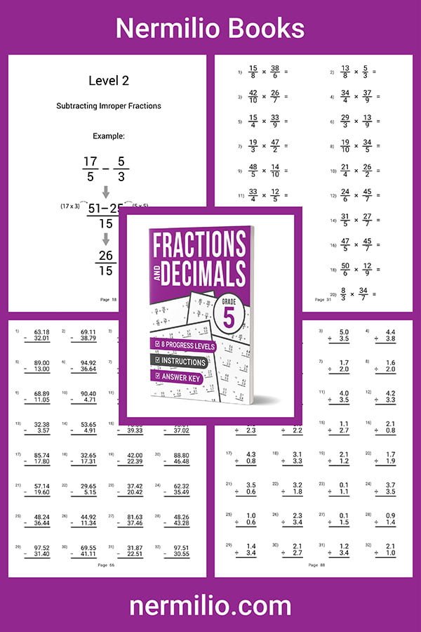 fractions decimals workbook grade 5