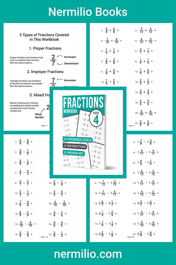 fractions workbook grade 4