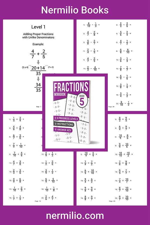 fractions workbook grade 5