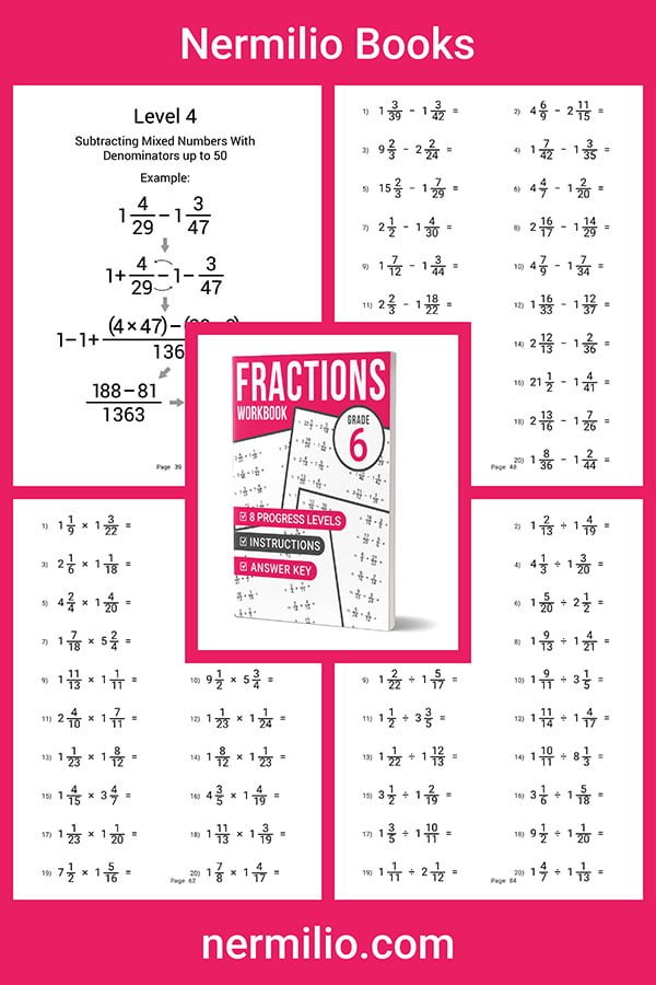 fractions workbook grade 6