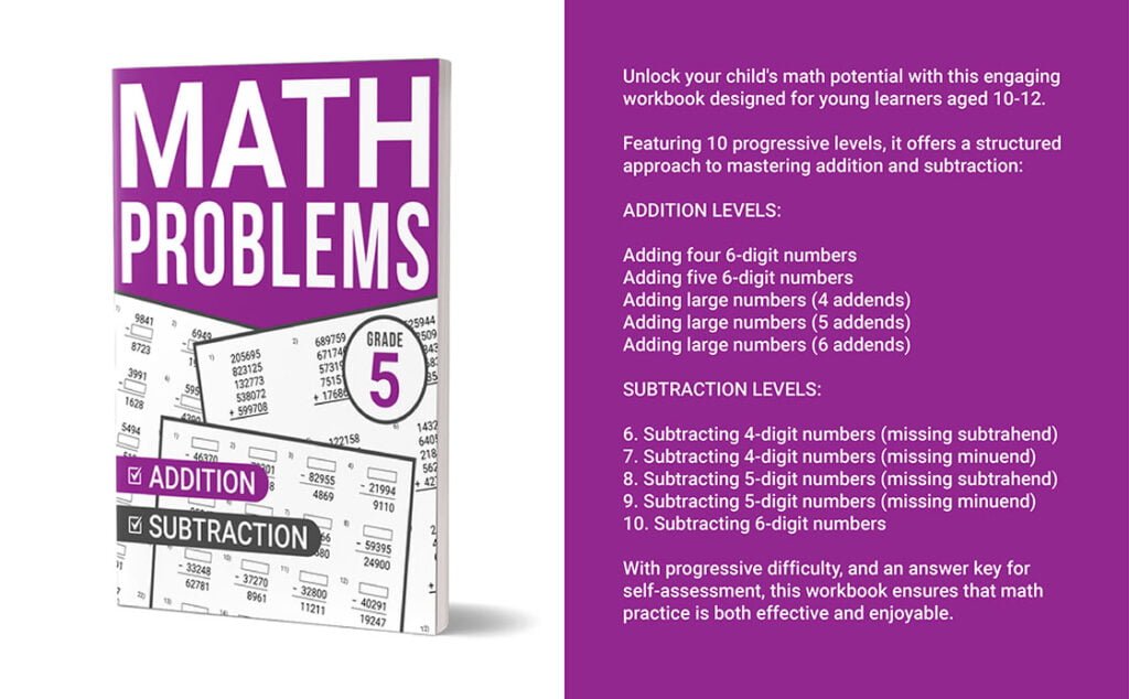 math problems workbook grade 5 addition subtraction
