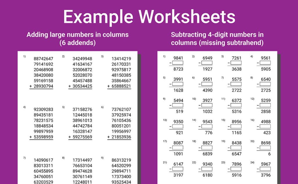 math problems workbook grade 5 addition subtraction
