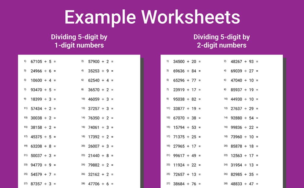 math problems workbook grade 5 multiplication division