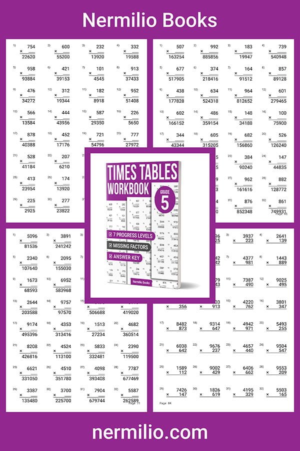 times tables workbook grade 5