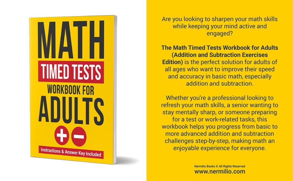 Math Timed Tests Workbook for Adults - Addition and Subtraction Practice Worksheets