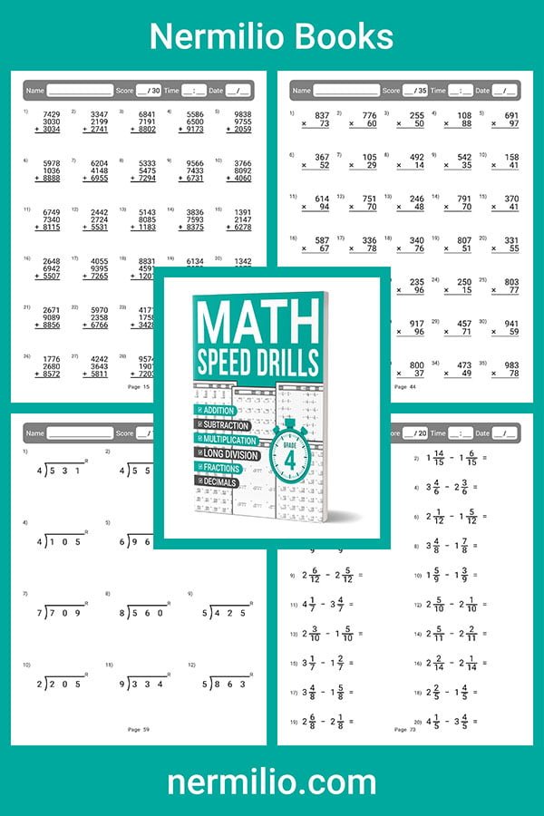 math speed drills workbook grade 4